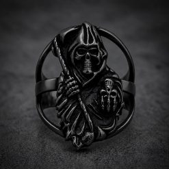 Alternative view of Sons of Anarchy Grim Reaper Stainless Steel Ring | Biker Reaper Scythe Band | Secure Checkout | Tracked Shipping | 7-Day Easy Returns