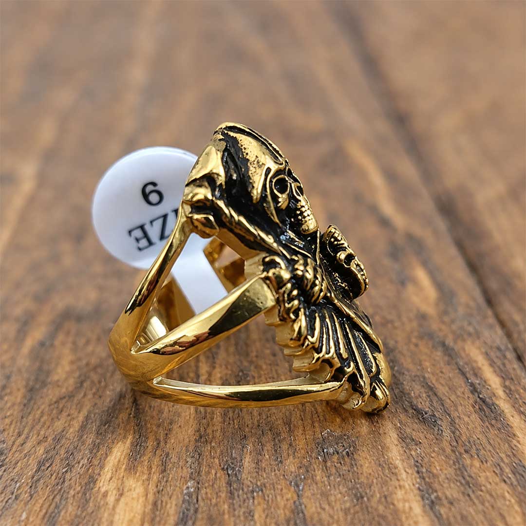 Sons of Anarchy Grim Reaper Stainless Steel Ring | Biker Reaper Scythe Band | Secure Checkout | Tracked Shipping | 7-Day Easy Returns - Image 4