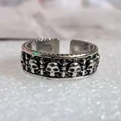 Vintage Gothic Skull Adjustable Ring | Open Band Biker Jewelry | Secure Checkout | Tracked Shipping | 7-Day Easy Returns
