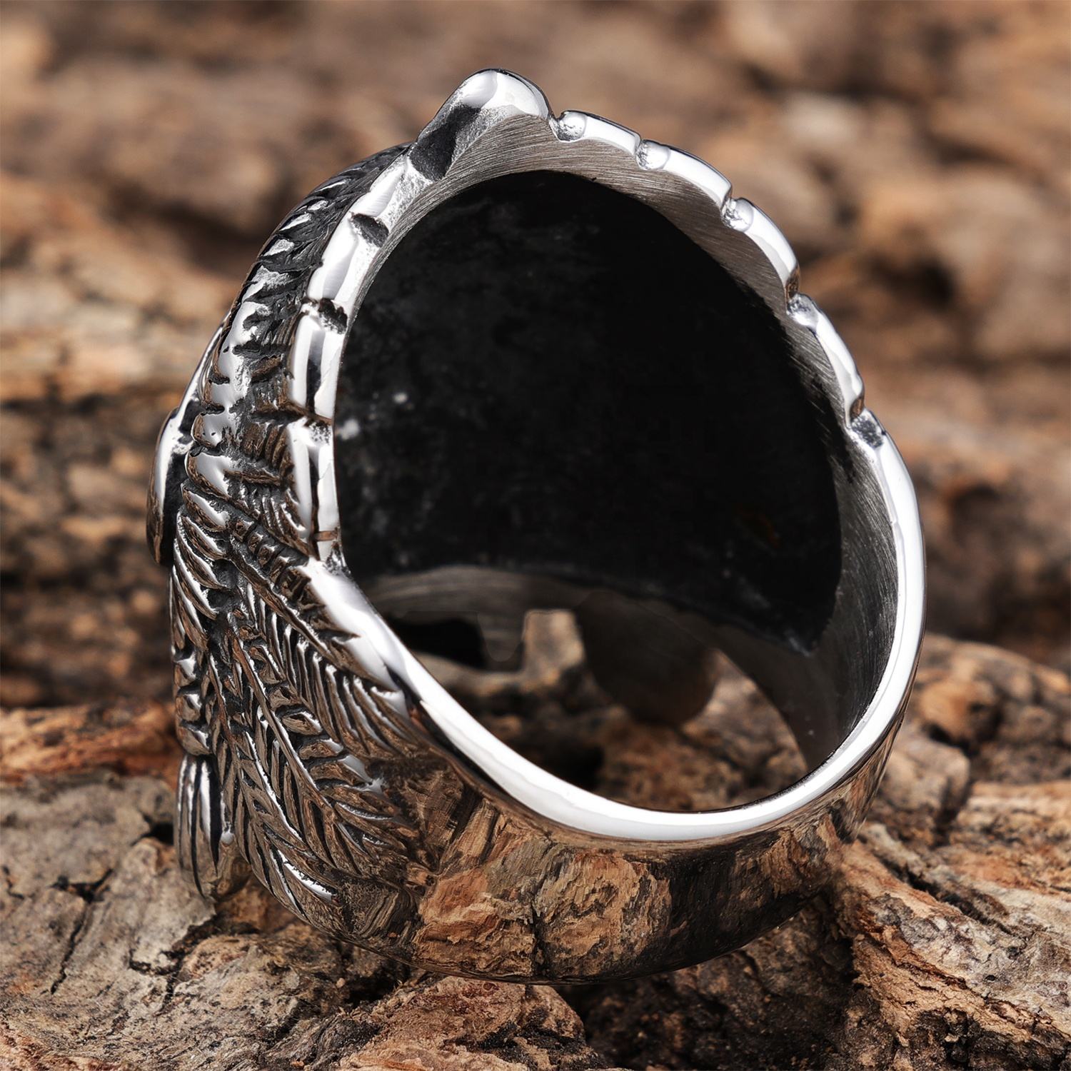 Gothic Native American Chief Skull Stainless Steel Ring | Heavy Metal Biker Band | Secure Checkout | Tracked Shipping | 7-Day Easy Returns - Image 7